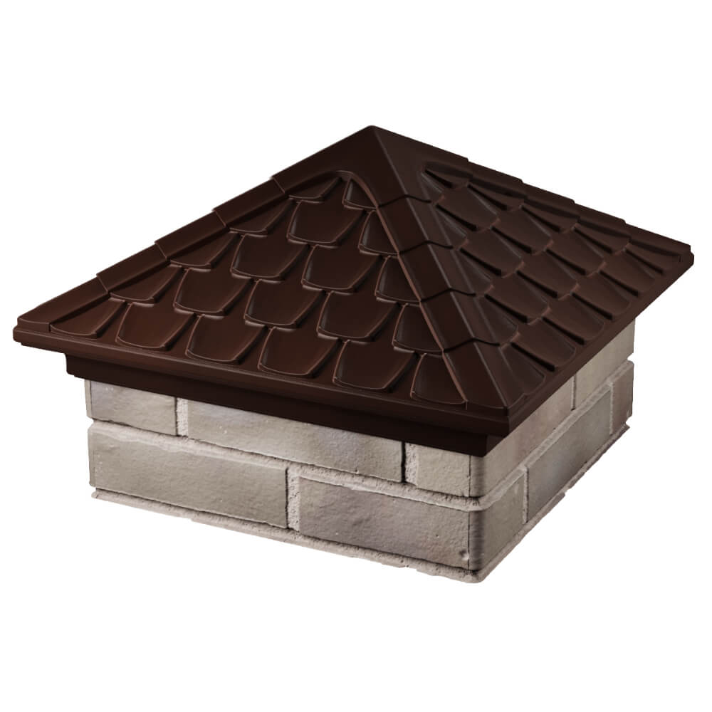 Колпак Zking Эльбрус Коричневый на столб 1.5х1.5 кирпича (385х385мм) в Биробиджане фото