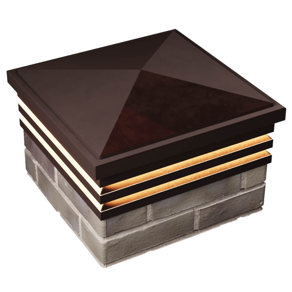 Колпак Zking Бона ХайТек Коричневый на столб 1.5х1.5 кирпича (385х385мм) с подсветкой в Биробиджане фото