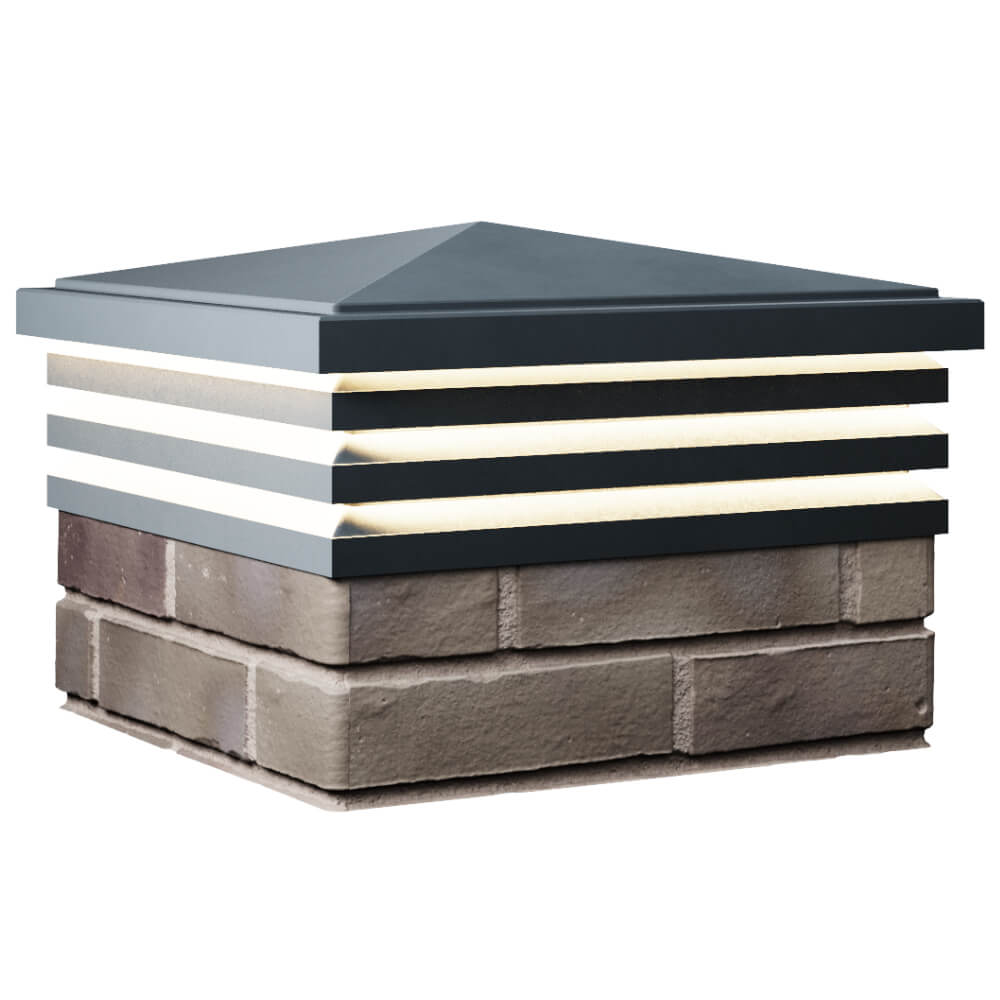 Колпак Zking Бона ХайТек Серый на столб 1.5х1.5 кирпича (385х385мм) с подсветкой в Биробиджане фото