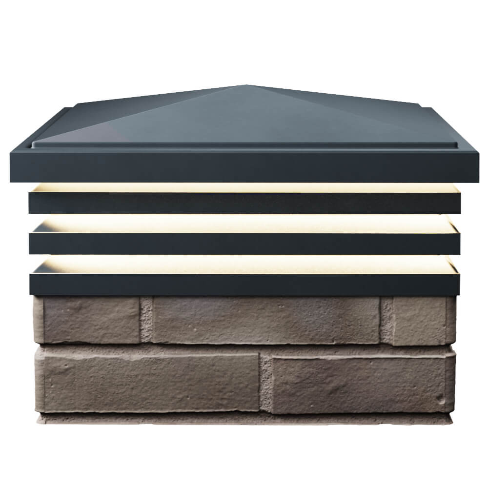 Колпак Zking Бона ХайТек Серый на столб 1.5х1.5 кирпича (385х385мм) с подсветкой в Биробиджане фото