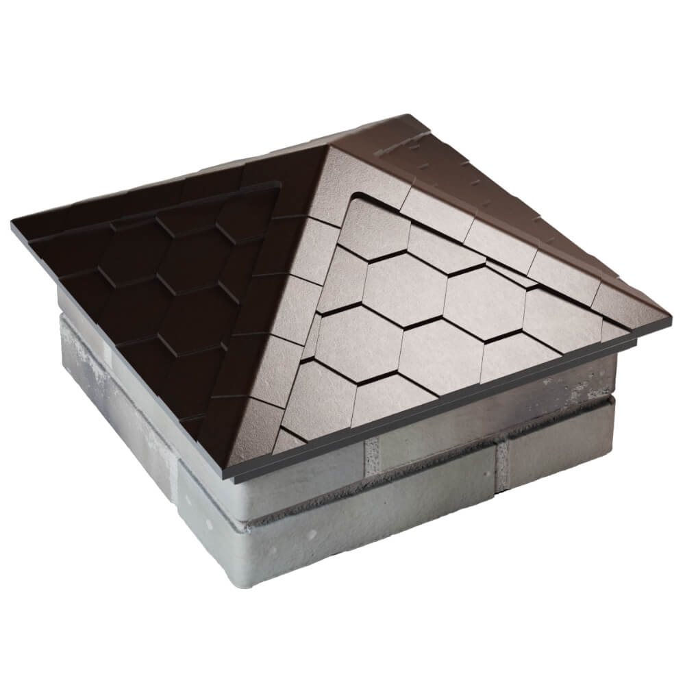 Колпак Zking Эверест Коричневый на столб 1.5х1.5 кирпича (390х390мм) в Биробиджане фото