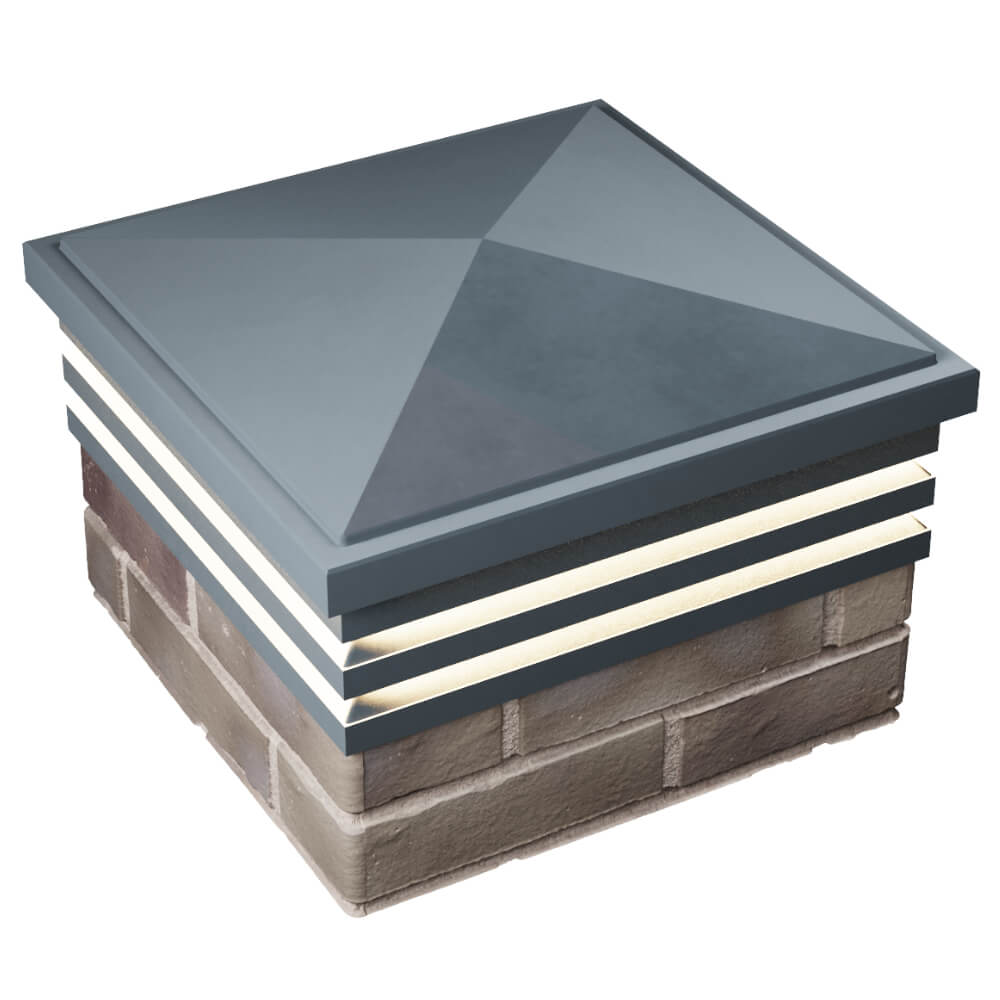 Колпак Zking Бона ХайТек Серый на столб 1.5х1.5 кирпича (385х385мм) с подсветкой в Биробиджане фото