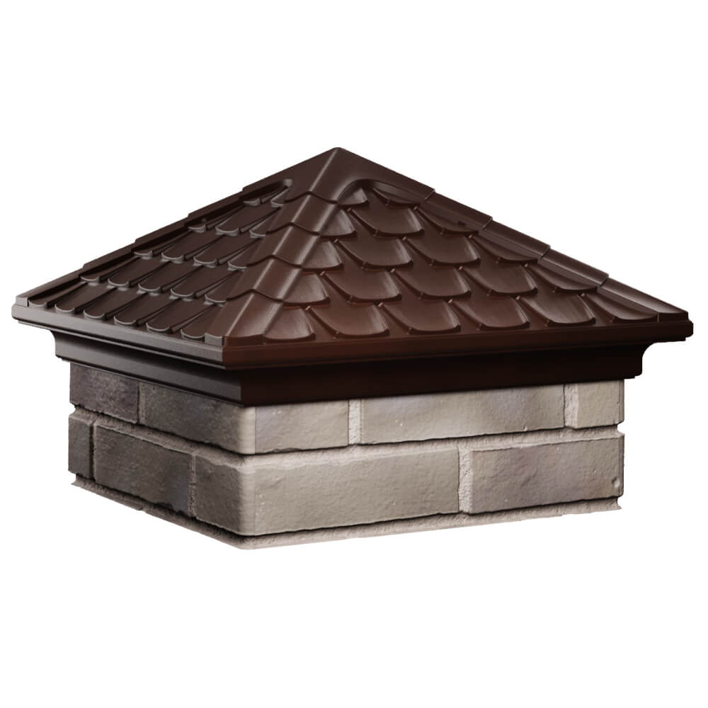 Колпак Zking Эльбрус Коричневый на столб 1.5х1.5 кирпича (385х385мм) в Биробиджане фото