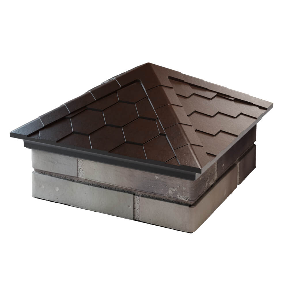 Колпак Zking Эверест Коричневый на столб 1.5х1.5 кирпича (390х390мм) в Биробиджане фото