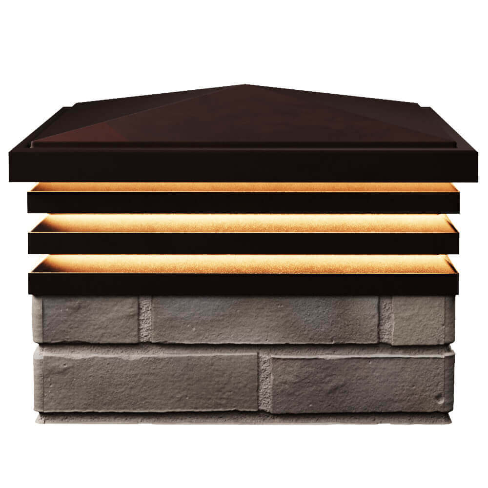 Колпак Zking Бона ХайТек Коричневый на столб 1.5х1.5 кирпича (385х385мм) с подсветкой в Биробиджане фото